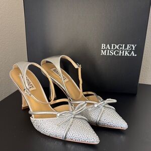 Badgley Mischka Silver Stiletto Heels